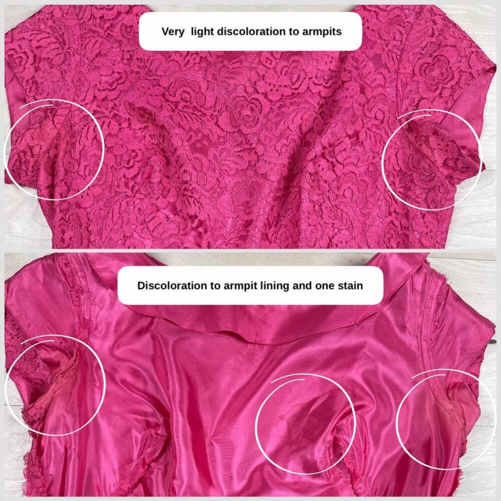 Vintage 1960s Pink Floral Lace Short Sleeve Sheath Dress - Picture 5 of 8